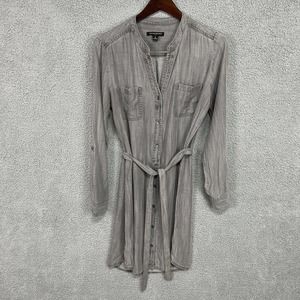 Banana Republic Dress Women’s 8 Gray Chambray Roll Tab Long Sleeves Shirt Dress